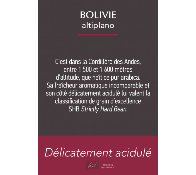 Etiquette silo à café - Bolivie Bio*